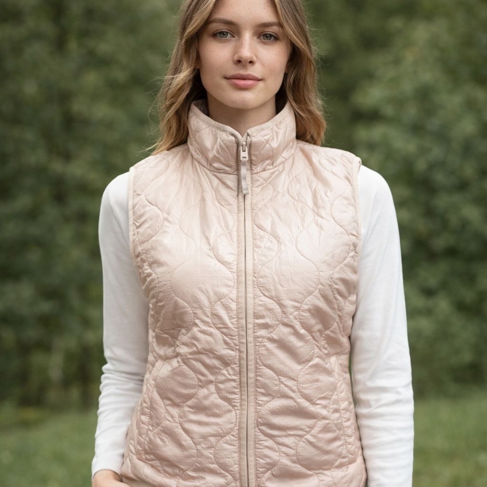 J.Crew Blush pink Quilted Puffer Vest Sz- S Outdoor Preppy Soft Girl Athleisure